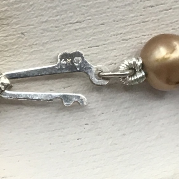 14k White Solid Gold Pearl Pendant Necklace w Natural pearl in gold/bronze color - Picture 6 of 10